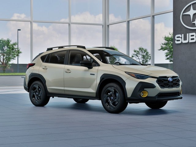 2026 Subaru CROSSTREK Sport Hybrid in Sand Dune Pearl — front three-quarter view