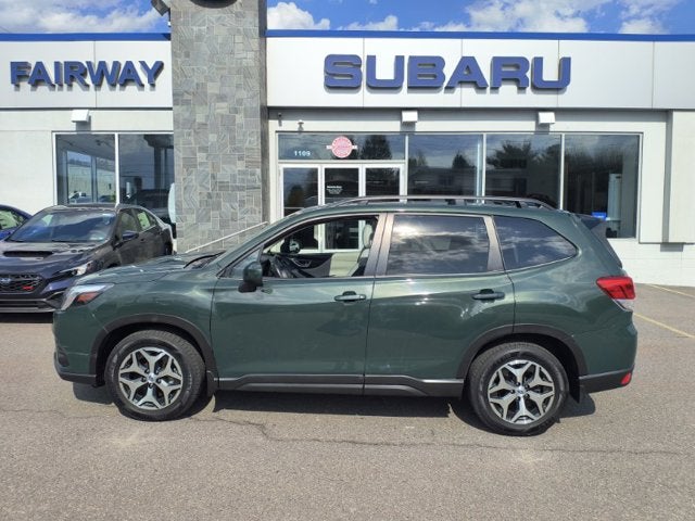 2024 Subaru Forester Premium in Cascade Green Silica — front three-quarter view