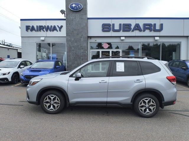 2021 Subaru Forester Premium in Ice Silver Metallic — front three-quarter view