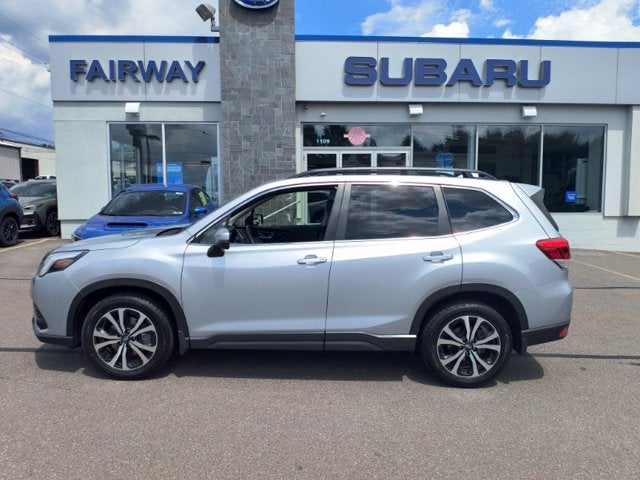 2023 Subaru Forester Limited in Ice Silver Metallic — front three-quarter view
